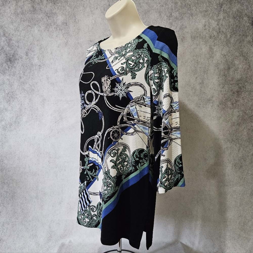 Chicos Travelers 3/4 Sleeve Nautical Tunic - Picture 4 of 12